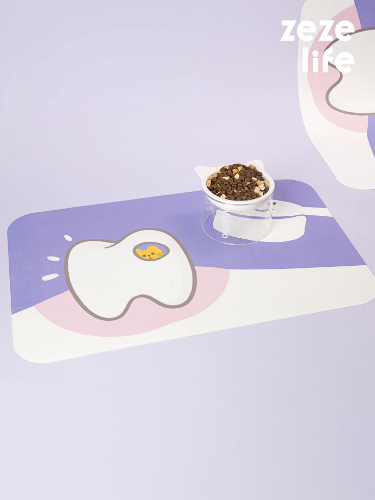 Cartoon Teeth Cat Food Mat