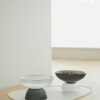 White & Black Glass Cat Bowls