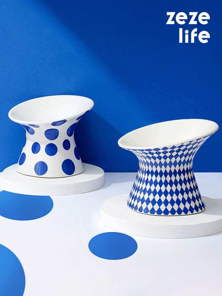 Blue Series Elevated Cat Bowl