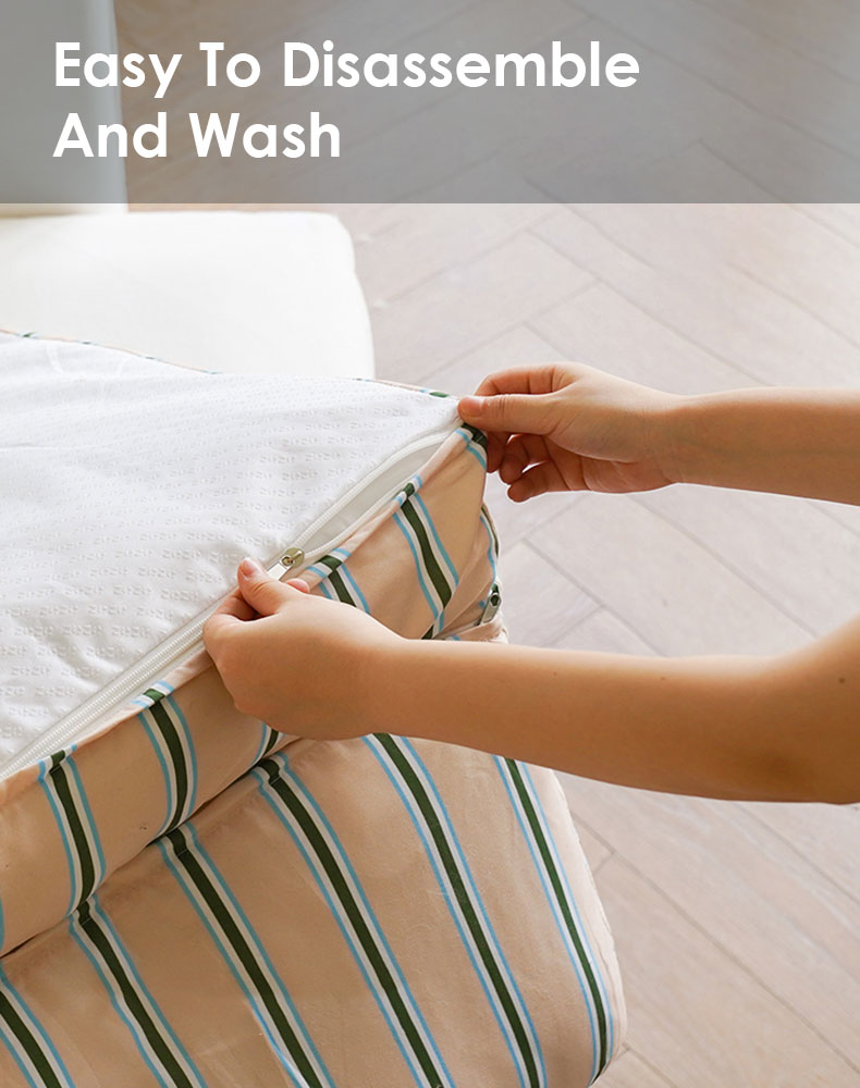 Blue and White Striped Cat Couch