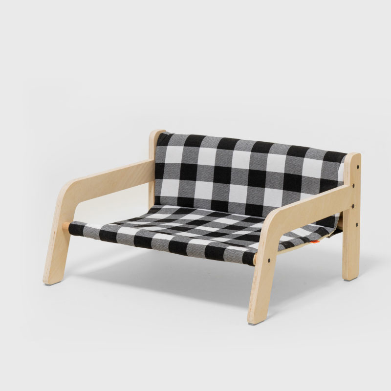 Wooden Checkered Cat Armchair