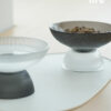White & Black Glass Cat Bowls