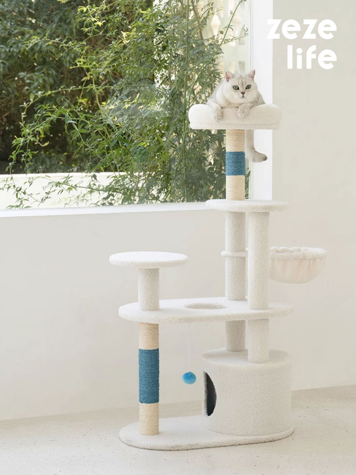 White Cream Style Cat Tree Plus