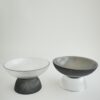 White & Black Glass Cat Bowls