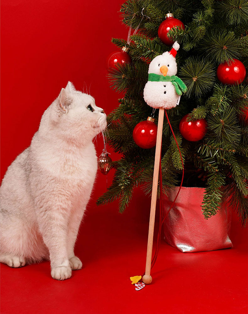 Christmas Snowman Catnip Cat Wand Toy