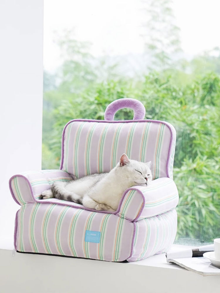 Purple Striped Cooling Cat Sofa