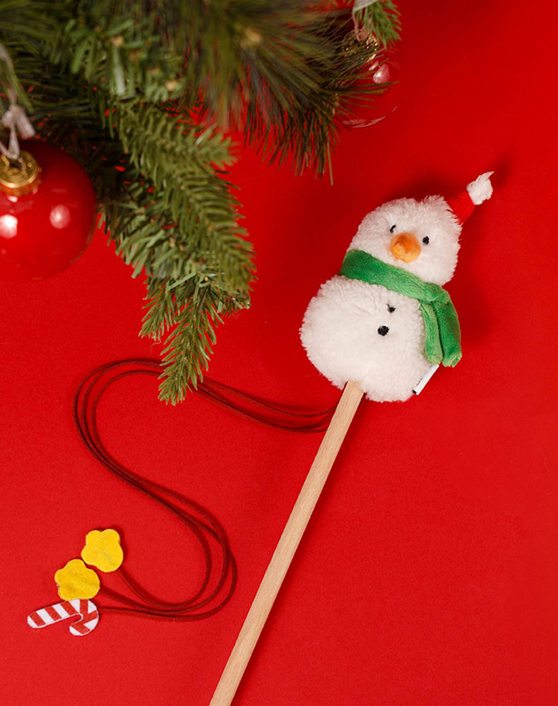 Christmas Snowman Catnip Cat Wand Toy