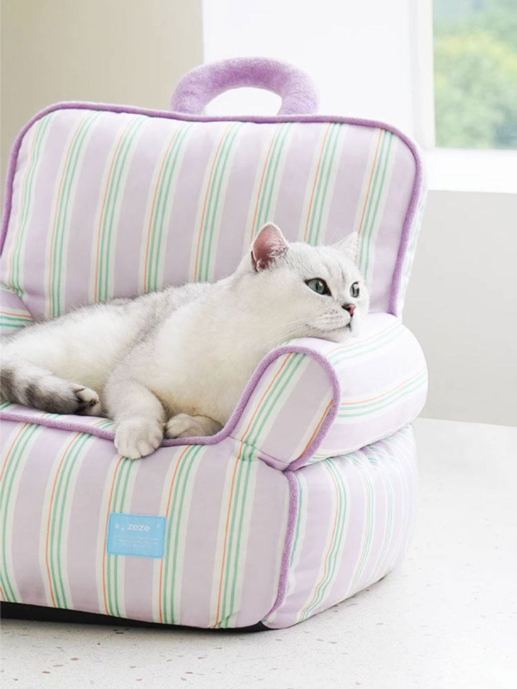 Purple Striped Cooling Cat Sofa