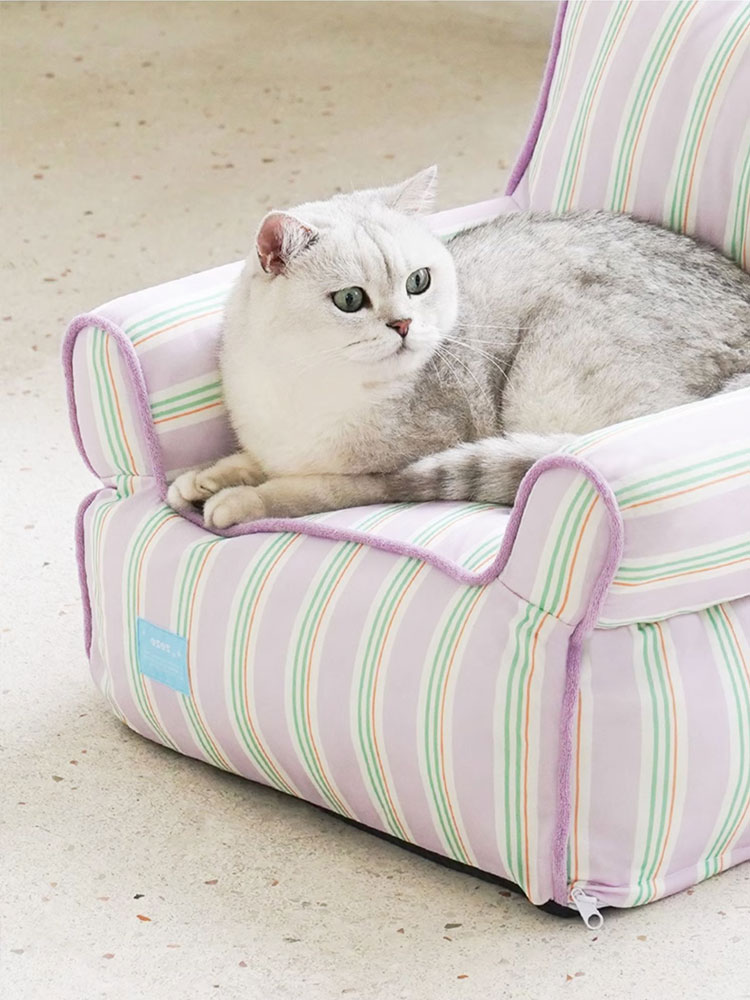 Purple Striped Cooling Cat Sofa
