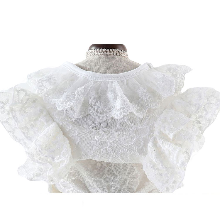 White Embroidered Princess-style Wedding Cat Dress