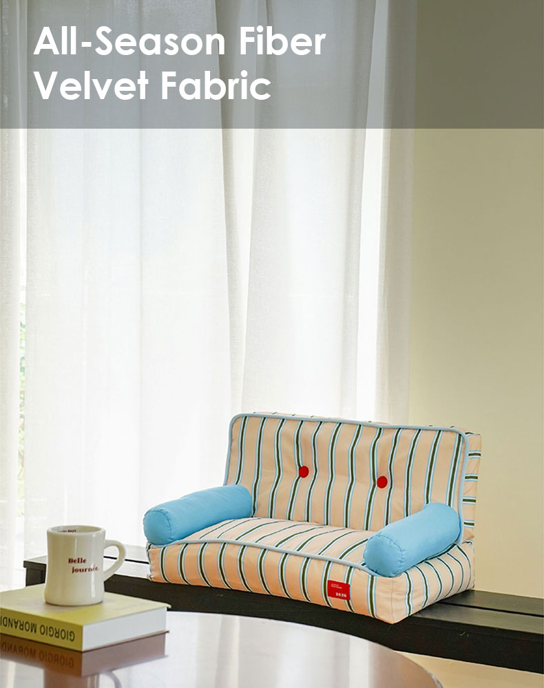 Blue and White Striped Cat Couch