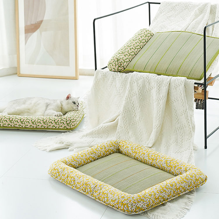 French Floral Rushes Pet Cooling Mat