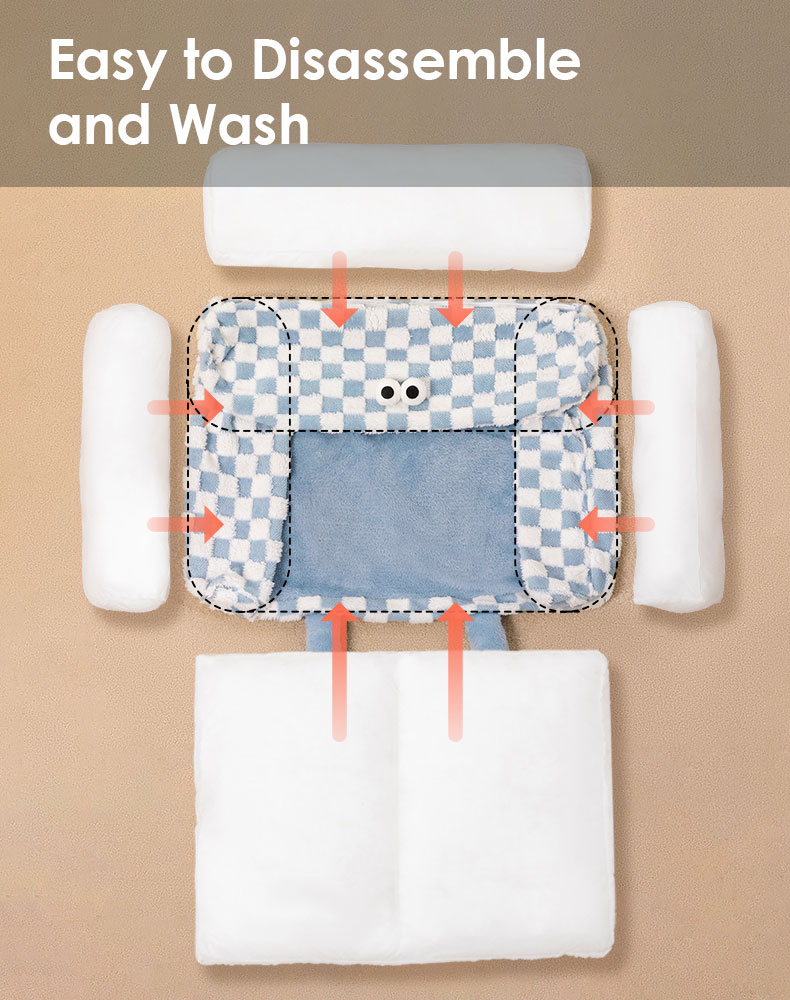 Big-eyed Blue and White Checkered Cat Couch