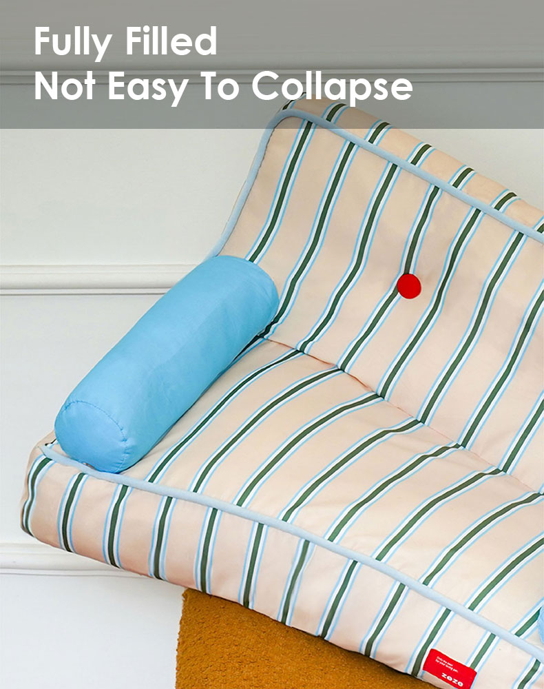 Blue and White Striped Cat Couch