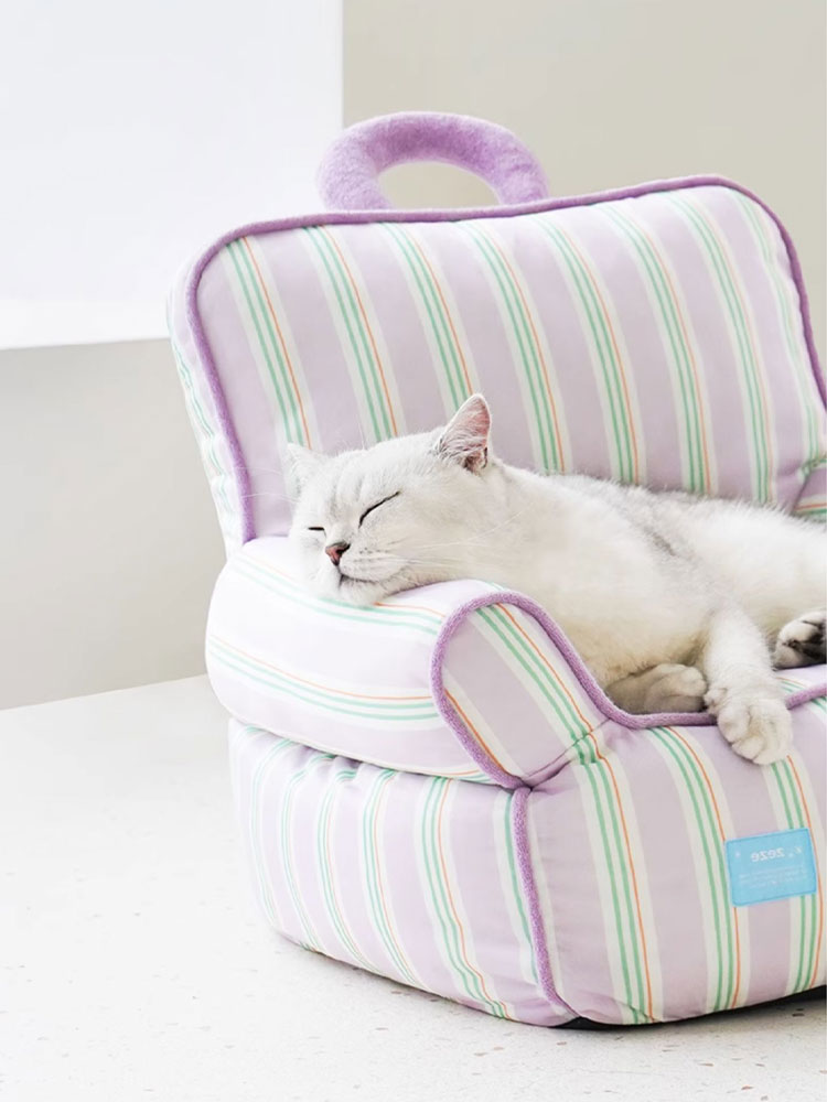 Purple Striped Cooling Cat Sofa