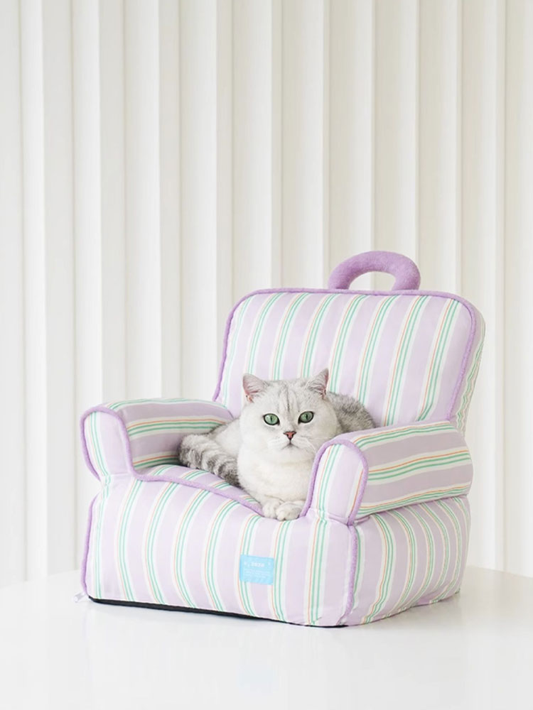 Purple Striped Cooling Cat Sofa