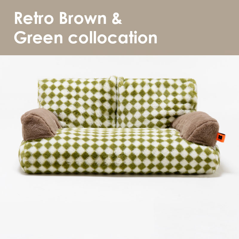 Green Vintage Diamond Cat Couch